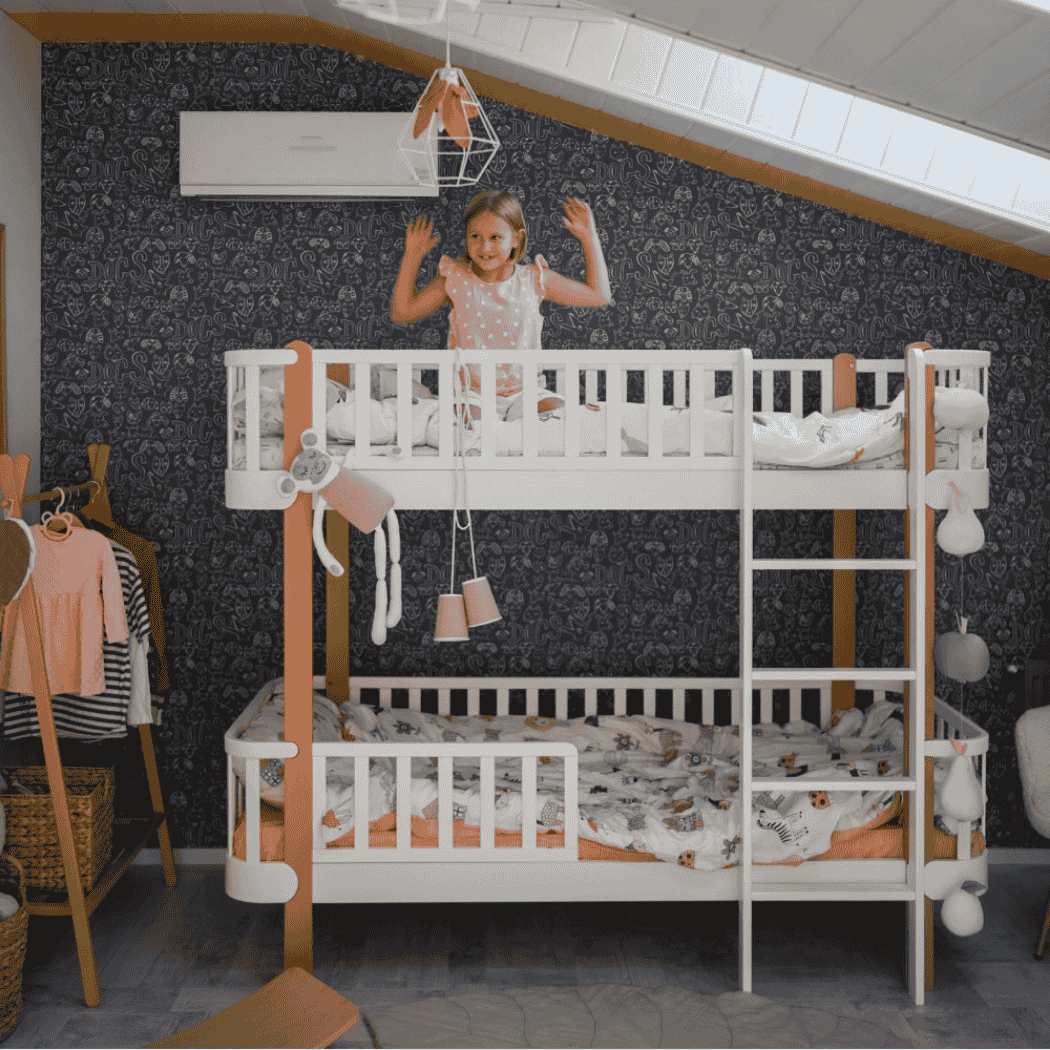 Patrová postel pro Teenagery Zukko 190 Gekko Kids, Bílá / Přírodní buk